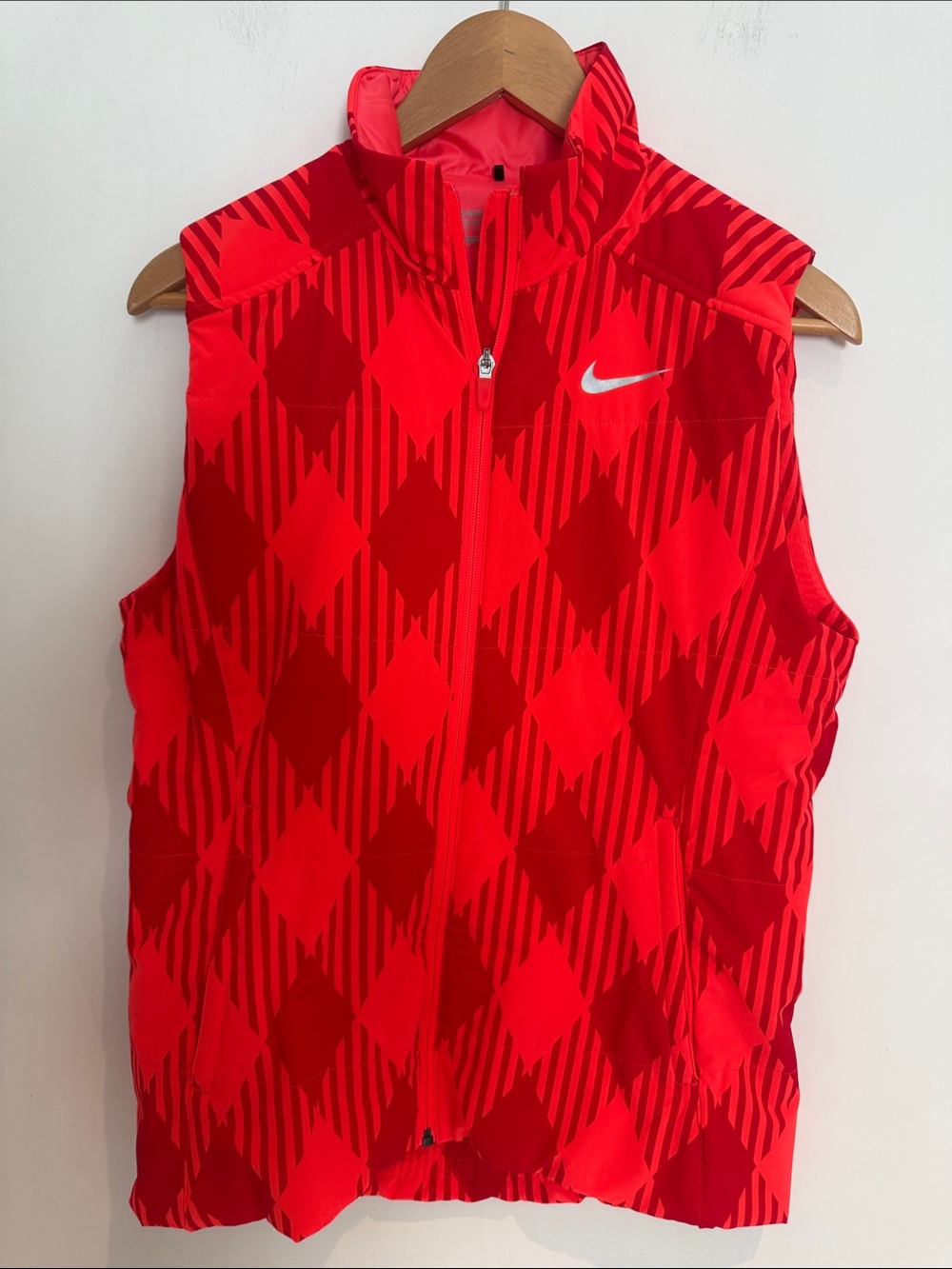 Nike Golf Womens Vest Orange Full Zip Plaid Puffer NWOT Size M